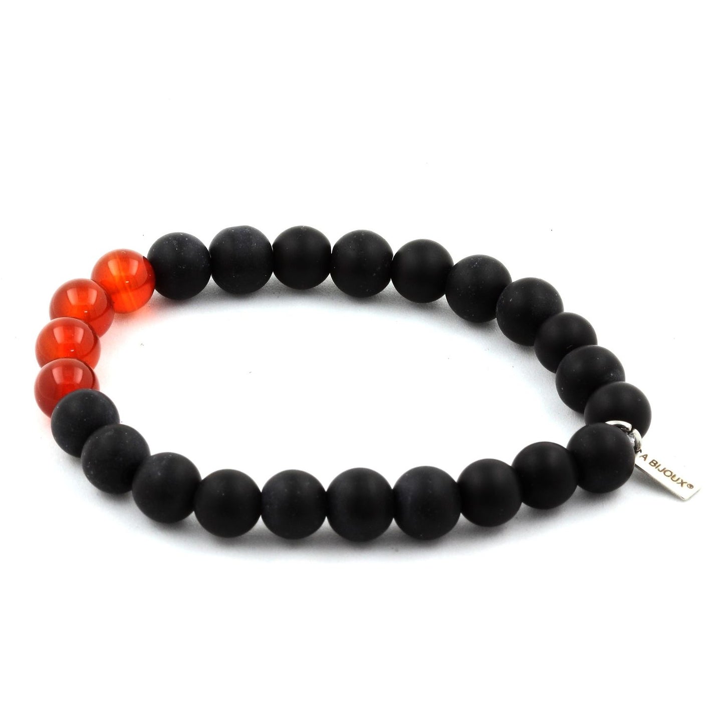 Agate Rouge + Onyx noir mat Bracelet Perles