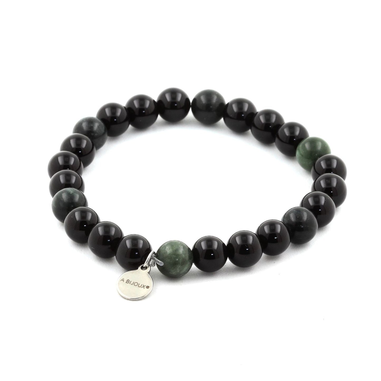 Agate noire + Seraphinite de Russie. Perles naturelles