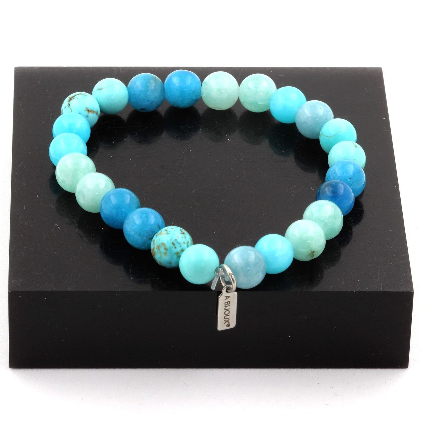 Aigue-Marine + Apatite + Angélite + Turquoise Bracelet Perles
