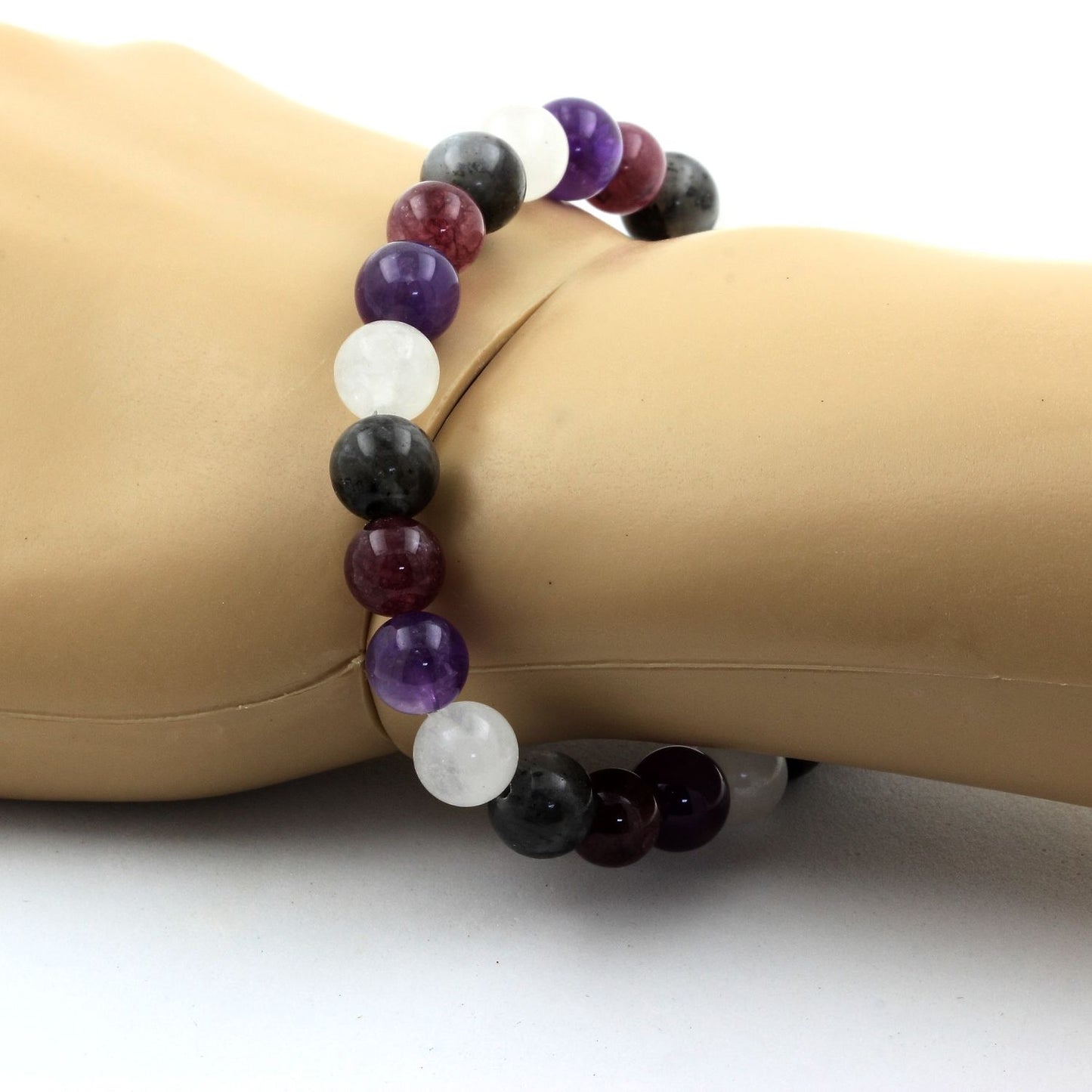 Améthyste + Pierre de lune + Labradorite + Lépidolite. Bracelet en Perles naturelles