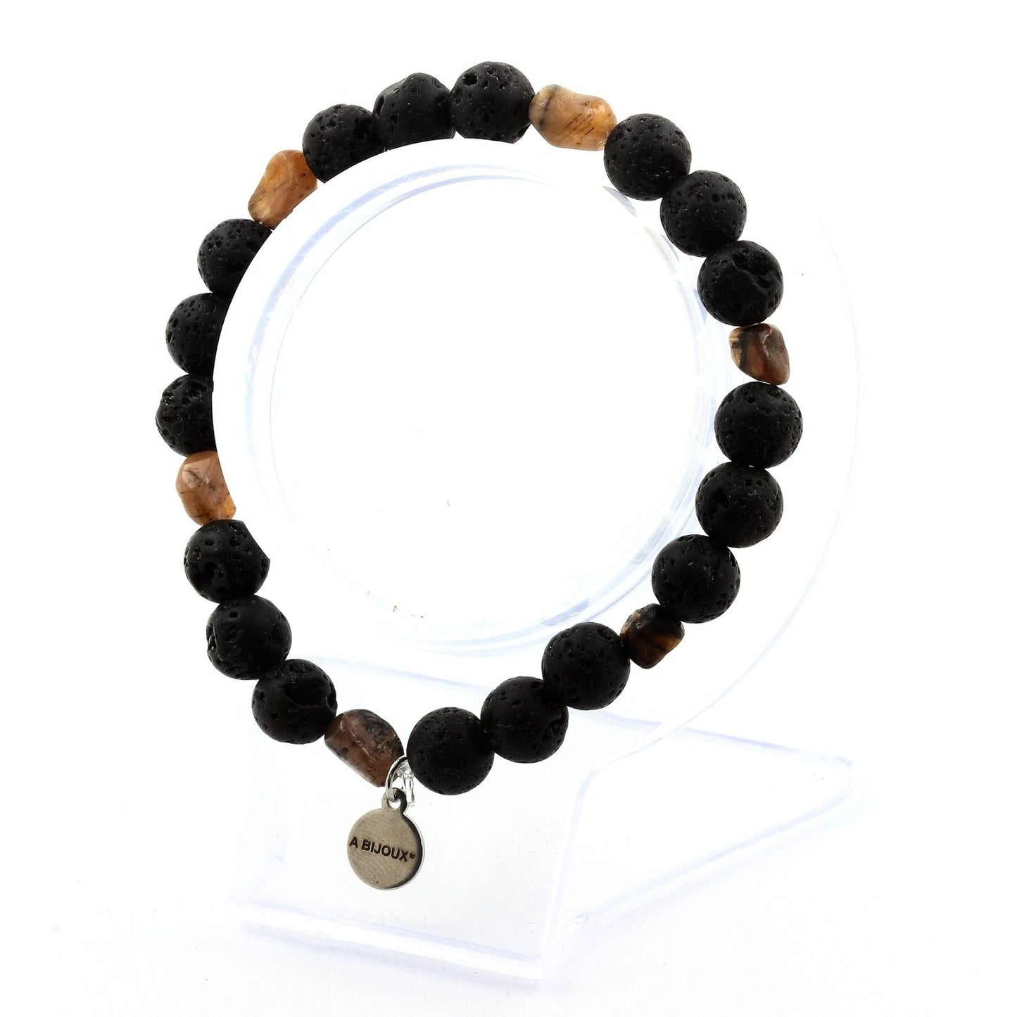 Andalousite des USA + Perles Lave. Bracelet Perles naturelles