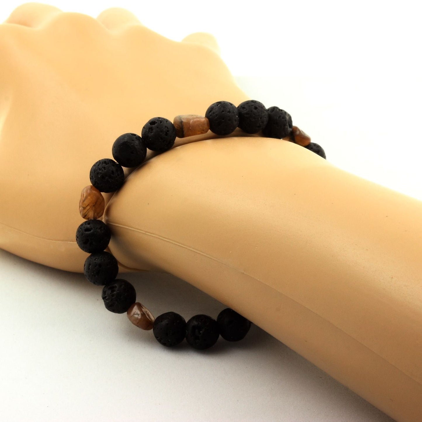 Andalousite des USA + Perles Lave. Bracelet Perles naturelles