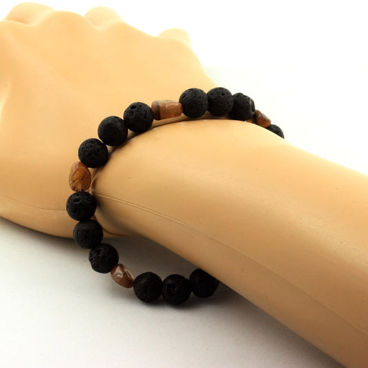 Andalousite des USA + Perles Lave. Bracelet Perles naturelles