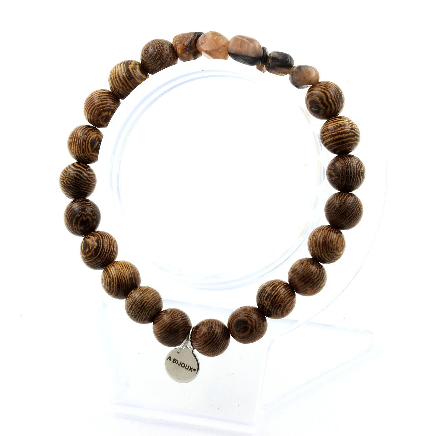Andalousite des USA + Perles bois. Bracelet Perles