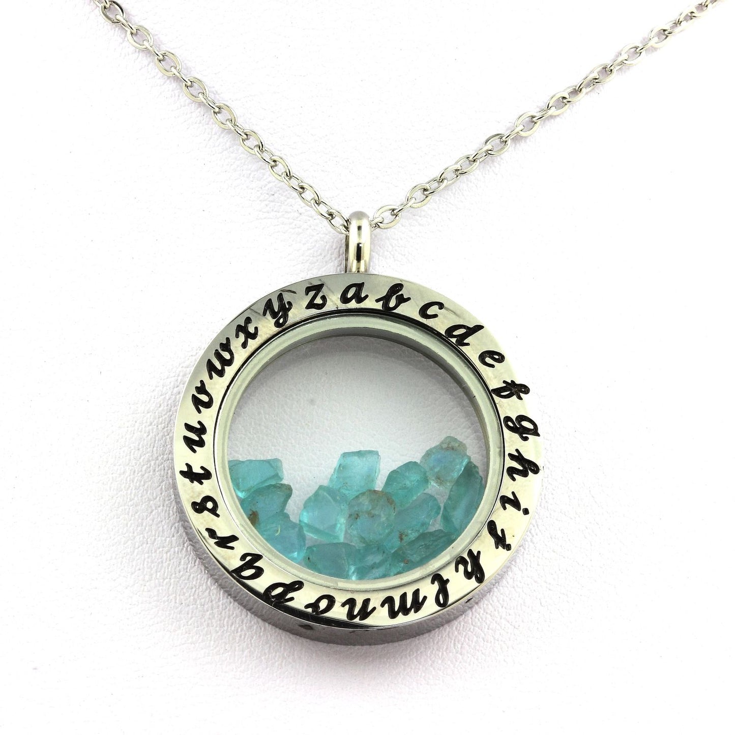 Collier Apatite Paraiba naturels modèle Alphabet