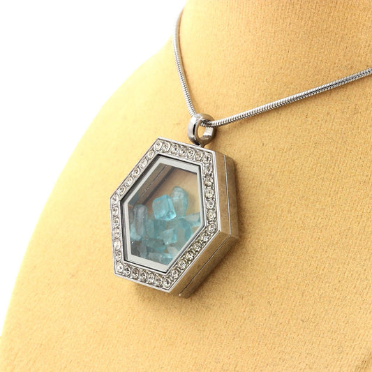 Collier Apatite Paraiba naturels modèle Hexagone