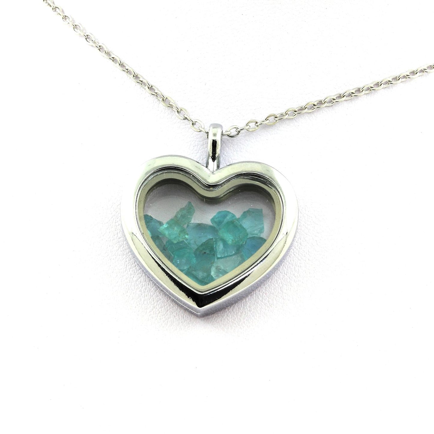 Collier Apatite Paraiba naturels modèle coeur