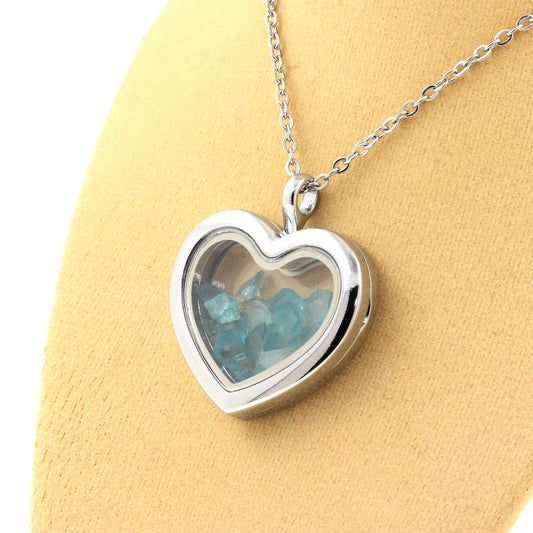 Collier Apatite Paraiba naturels modèle coeur