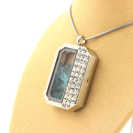 Collier Apatite Paraiba naturels modèle demi-rectangle
