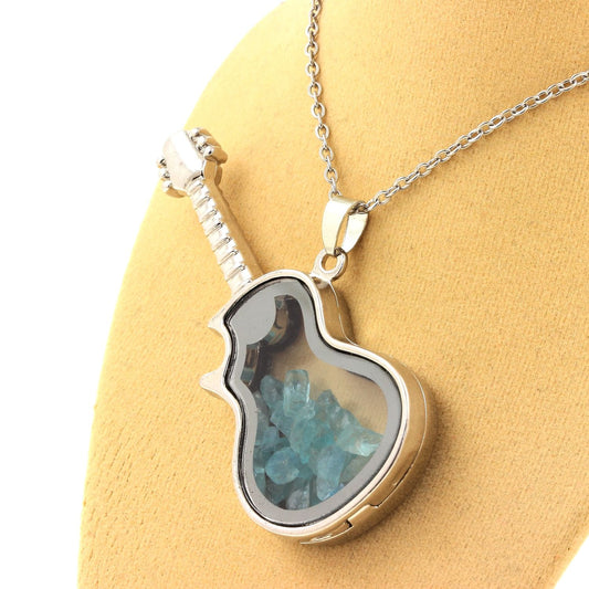 Collier Apatite Paraiba naturels modèle guitare