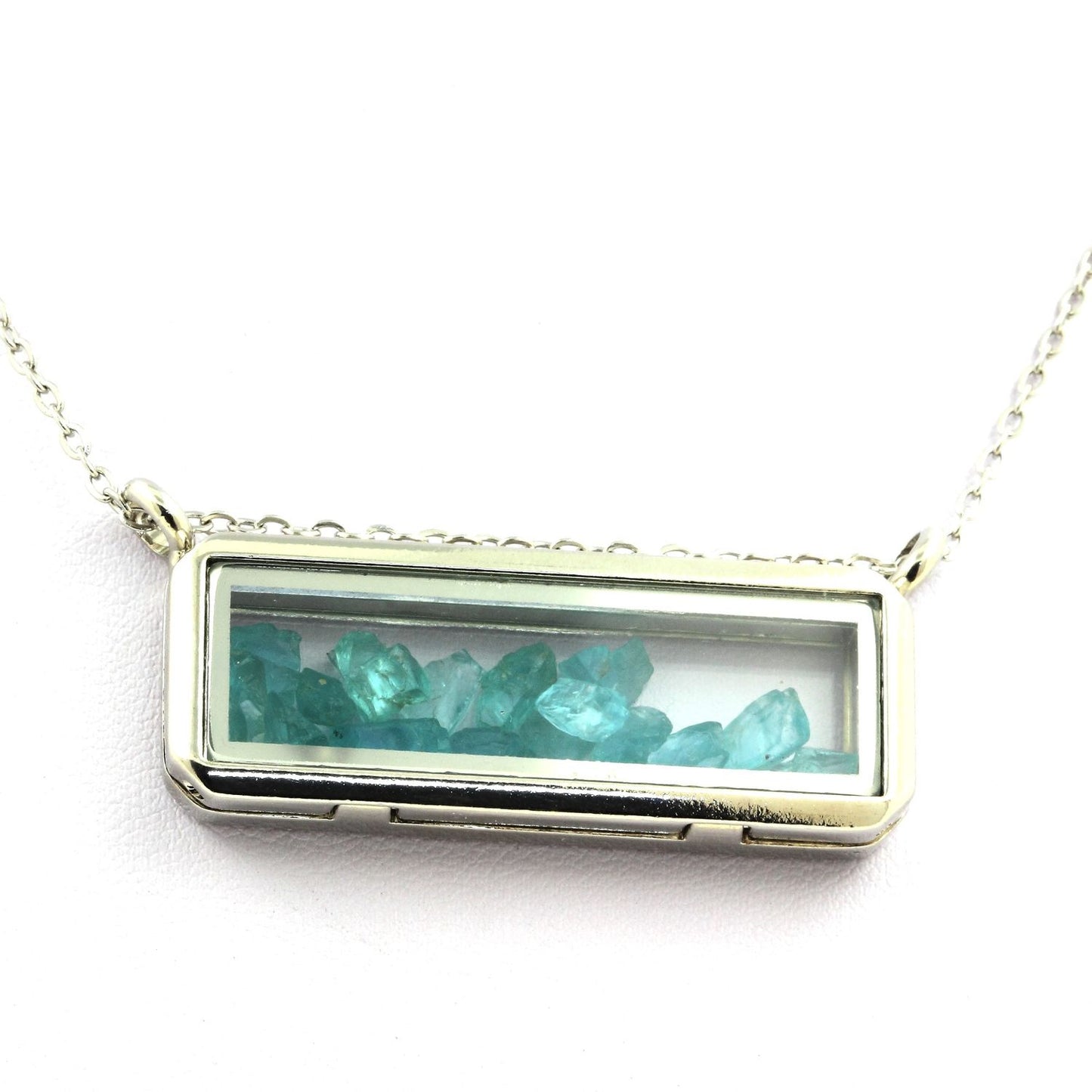 Collier Apatite Paraiba naturels modèle rectangle