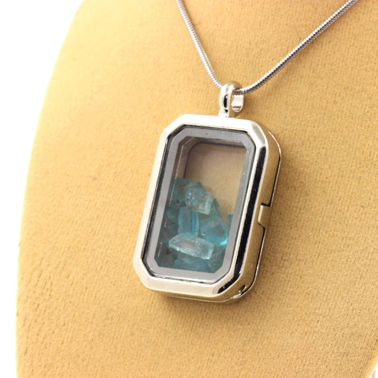 Collier Apatite Paraiba naturels modèle rectangle à pans coupés