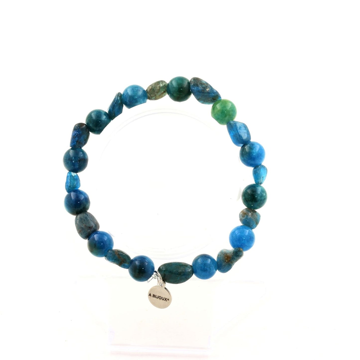 Apatite bleu du Brésil + Perles Apatite. Bracelet Perles naturelles