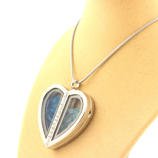 Collier Apatite bleu neon + Apatite Paraiba naturels modèle coeur