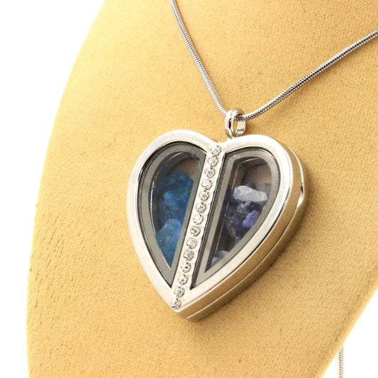 Collier Apatite bleu neon + Benitoite brut modèle coeur