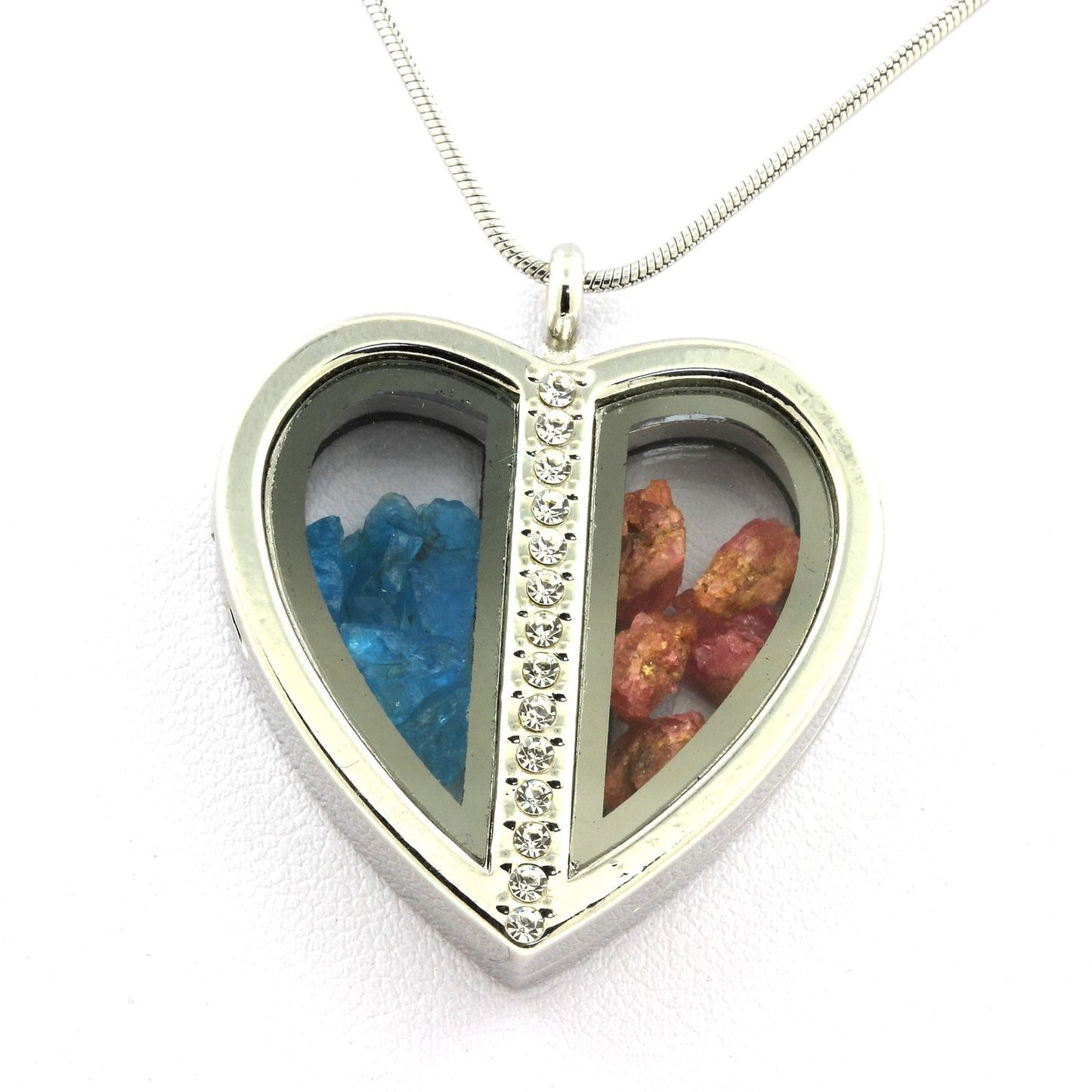 Collier Apatite bleu neon + Spinelle naturels modèle coeur