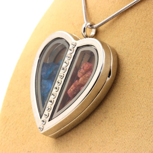 Collier Apatite bleu neon + Spinelle naturels modèle coeur