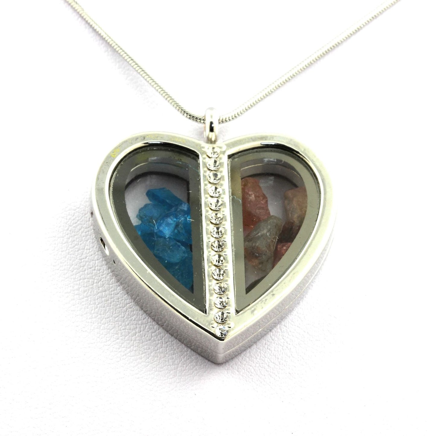 Collier Apatite bleu neon + Tourmaline multicolore naturels modèle coeur