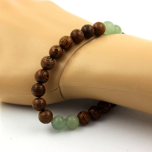 Aventurine + bois Bracelet Perles