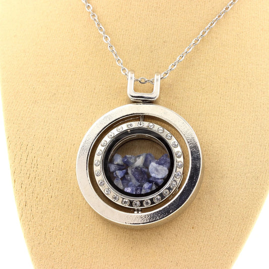 Collier Benitoite brut modèle Sablier Sphérique