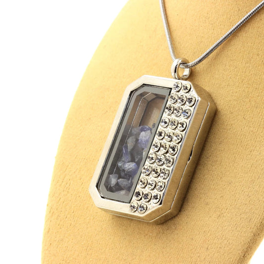 Collier Benitoite brut modèle demi-rectangle