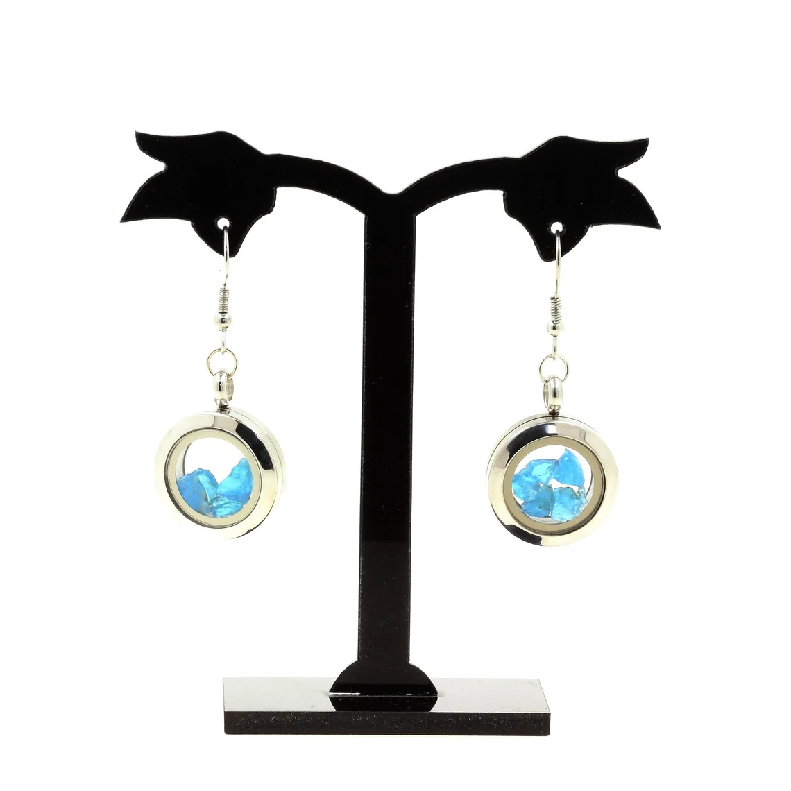 Boucles d'oreille Apatite bleu neon