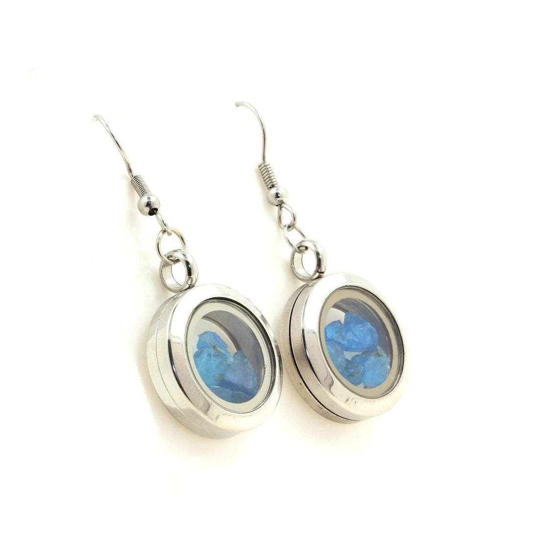 Boucles d'oreille Apatite bleu neon