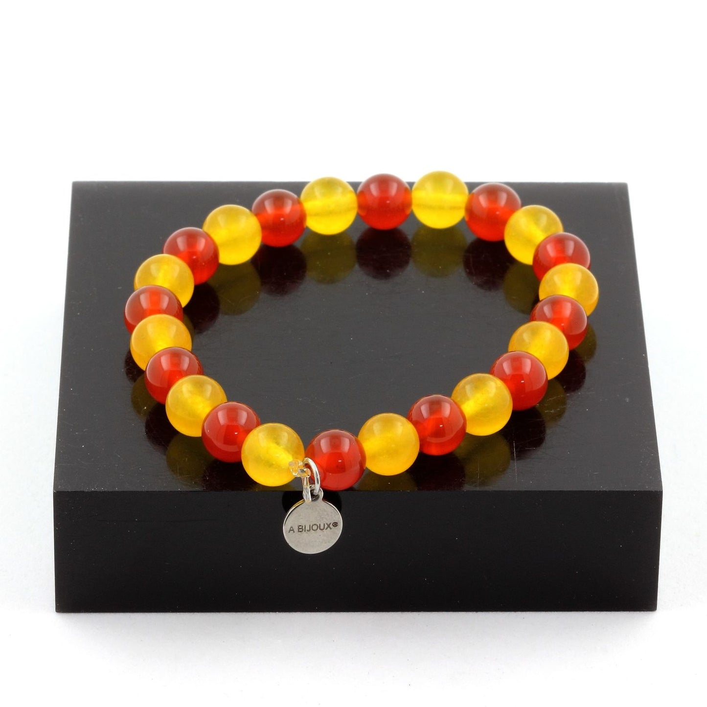 Bracelet Catalan Perles Agate jaune + Agate Rouge. Perles naturelles