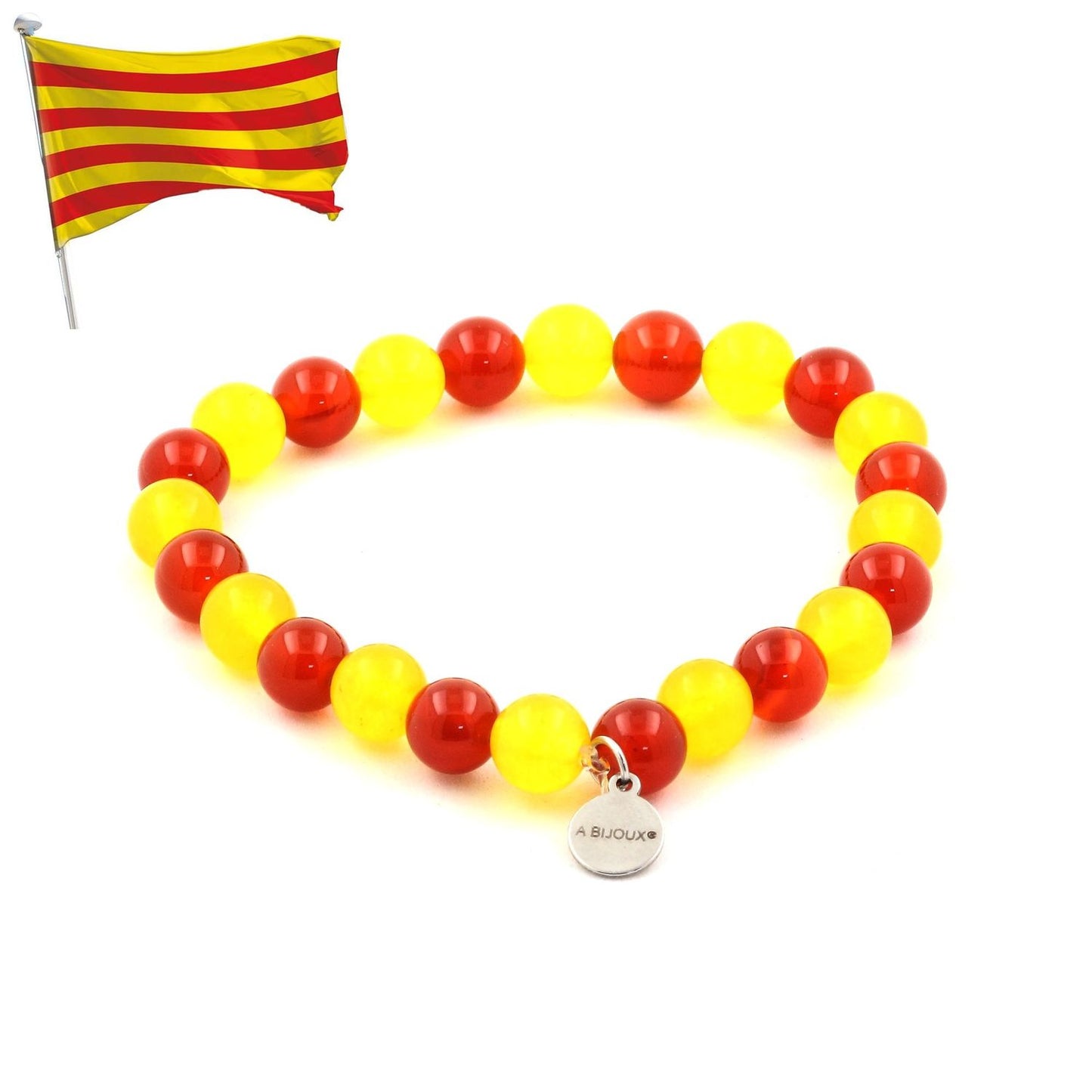 Bracelet Catalan Perles Agate jaune + Agate Rouge. Perles naturelles