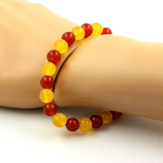 Bracelet Catalan Perles Agate jaune + Agate Rouge. Perles naturelles