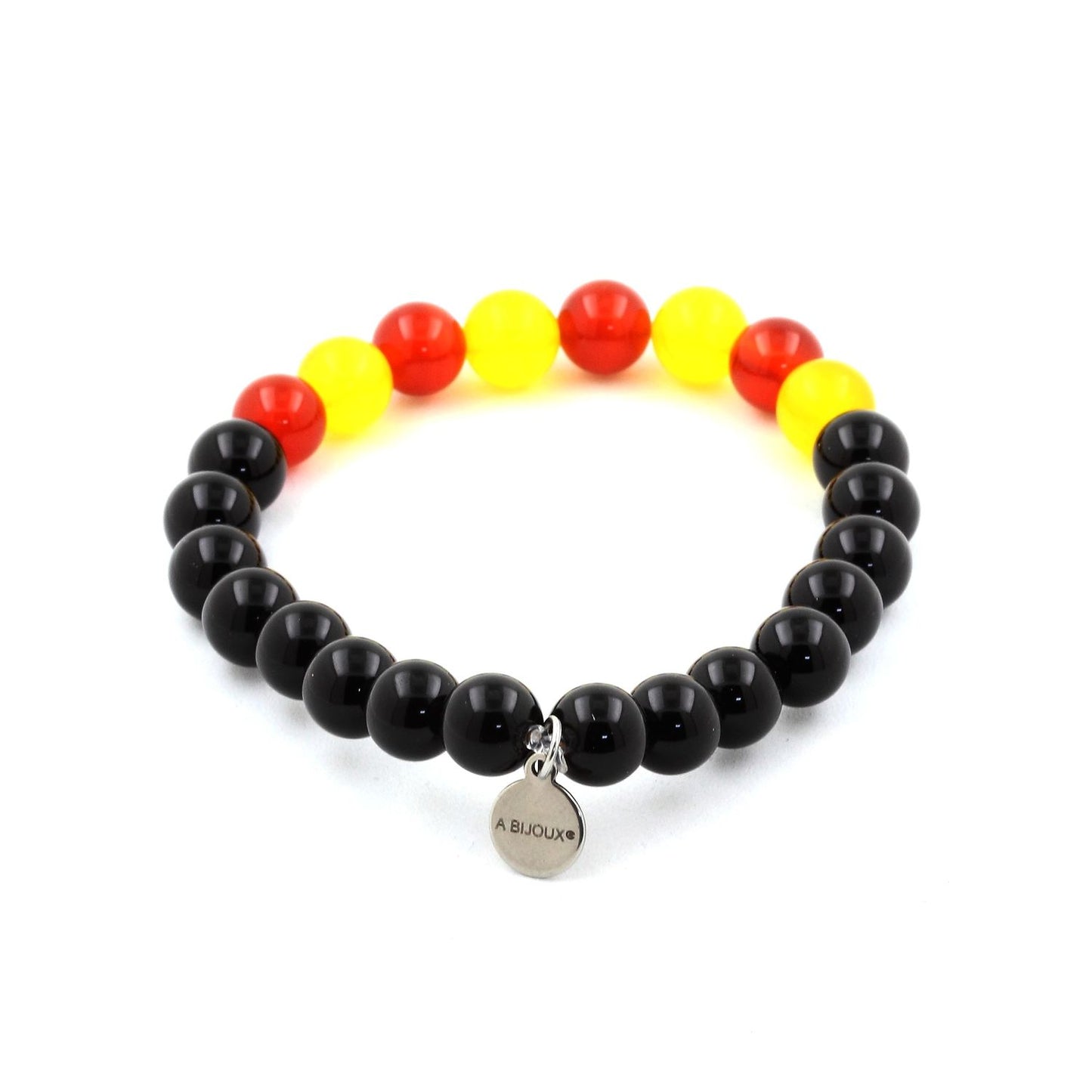 Bracelet Catalan Perles Agate noire + Agate jaune + Agate Rouge. Perles naturelles