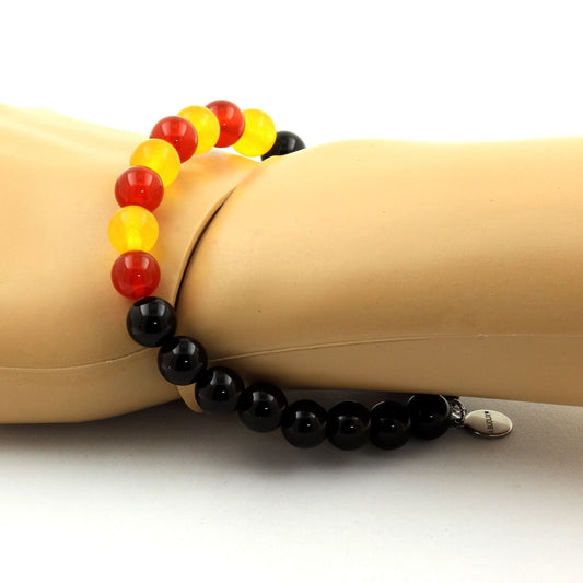 Bracelet Catalan Perles Agate noire + Agate jaune + Agate Rouge. Perles naturelles