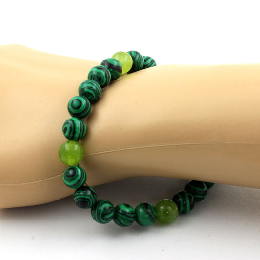 Malachite (avec résine) + Péridot Bracelet Perles