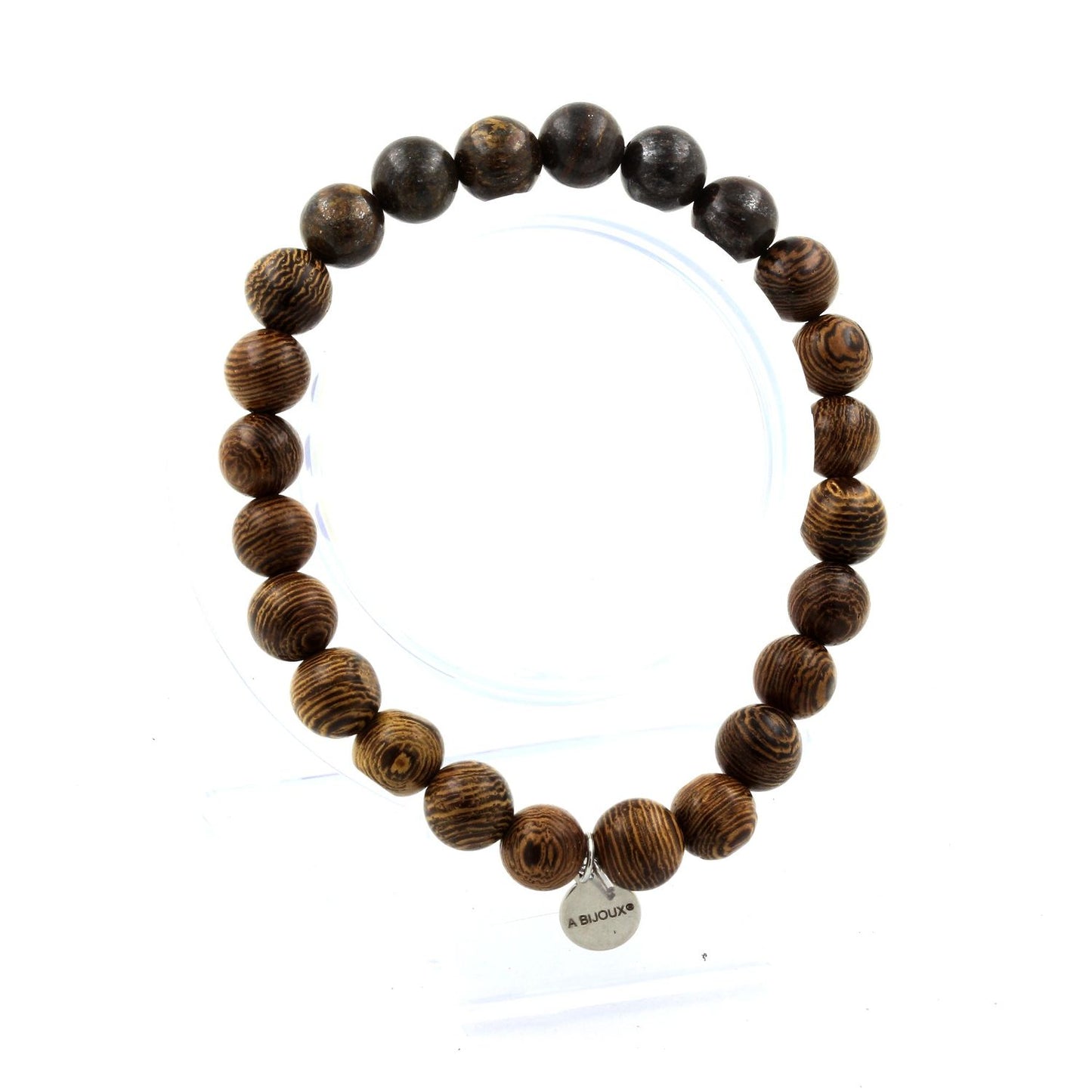 Bronzite + bois. Bracelet en Perles naturelles