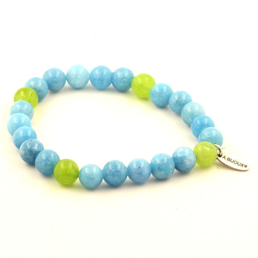 Calcédoine bleu + Péridot Bracelet Perles