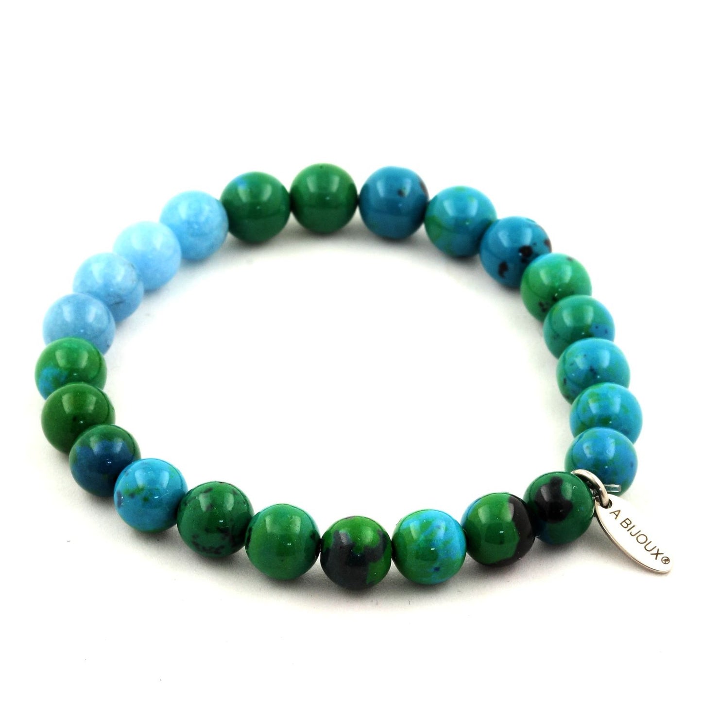 Chrysocolle + Calcédoine bleu Bracelet Perles
