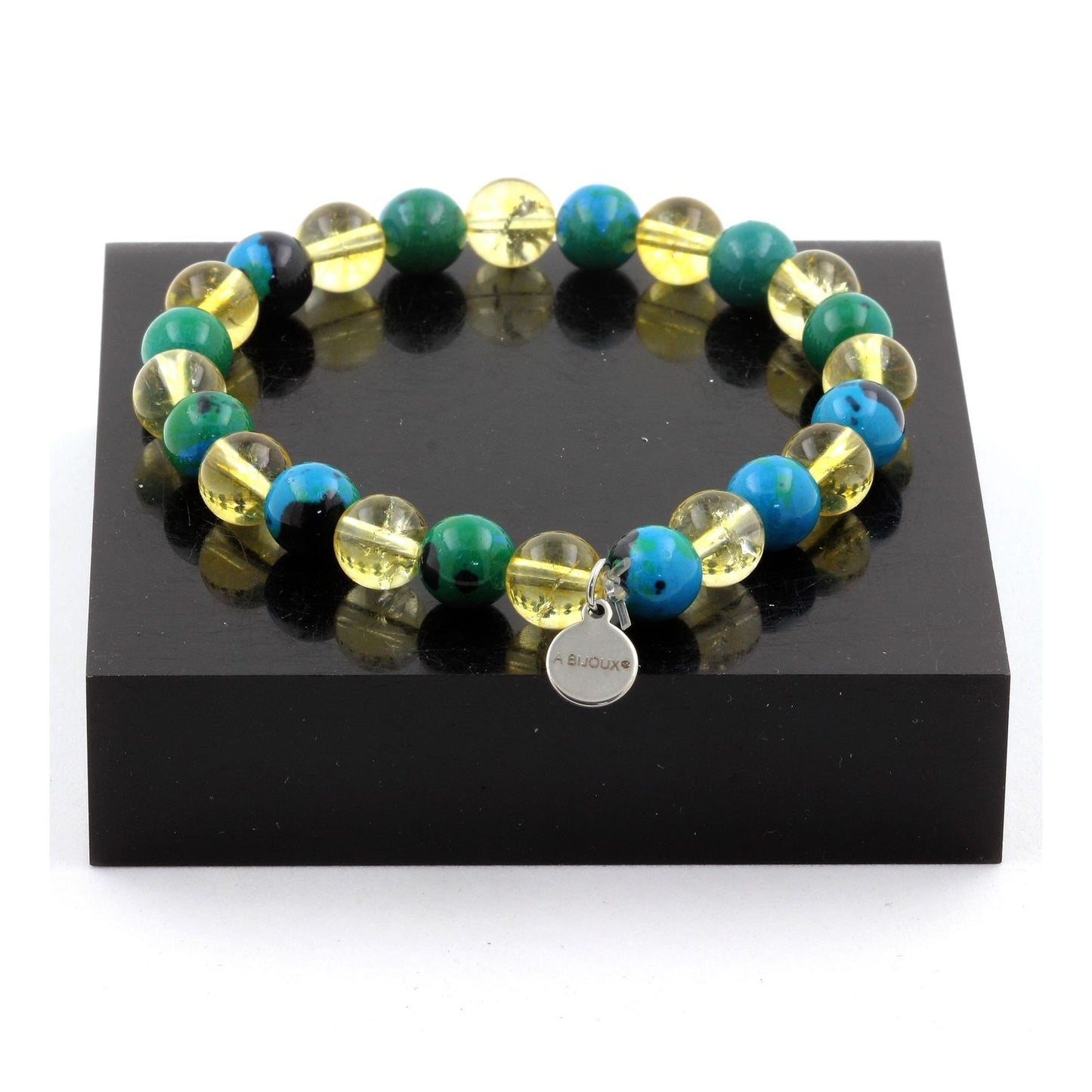 Chrysocolle + Citrine. Bracelet en Perles naturelles
