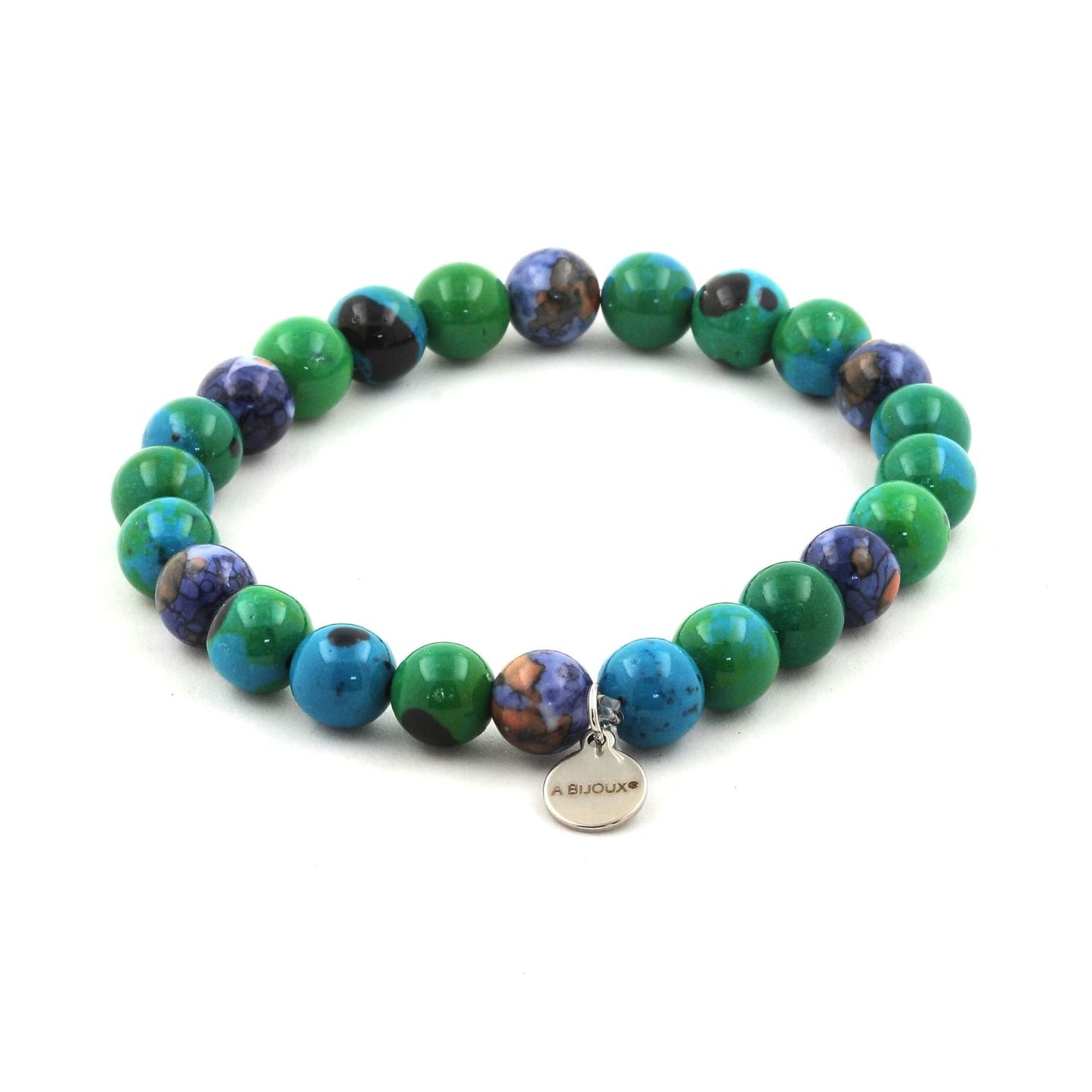 Chrysocolle + Jaspe bleu. Bracelet en Perles naturelles