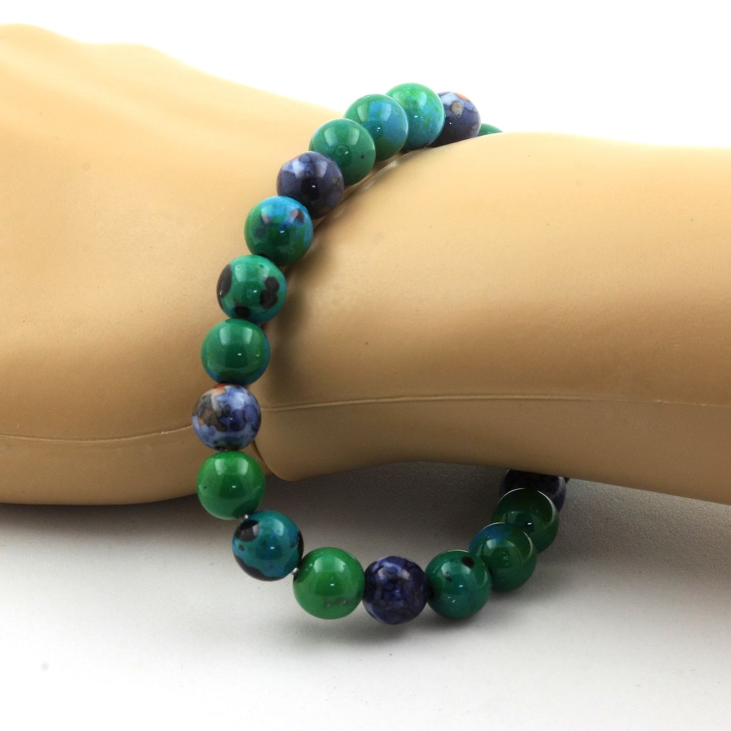 Chrysocolle + Jaspe bleu. Bracelet en Perles naturelles