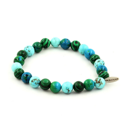 Chrysocolle + Malachite (avec résine) + Turquoise Bracelet Perles