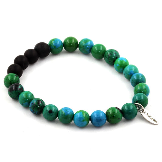 Chrysocolle + Onyx noir mat Bracelet Perles