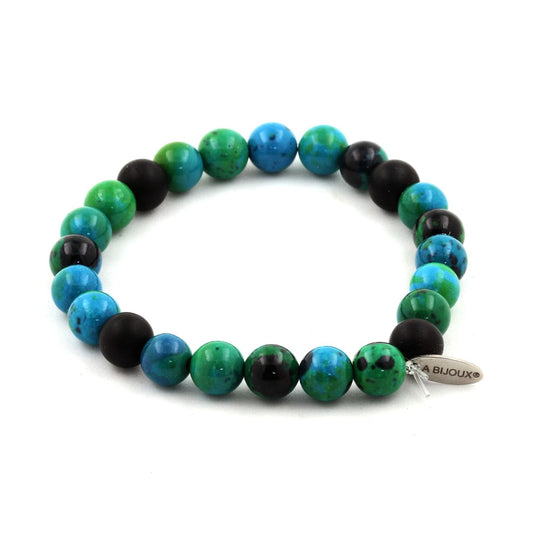 Chrysocolle + Onyx noir mat Bracelet Perles