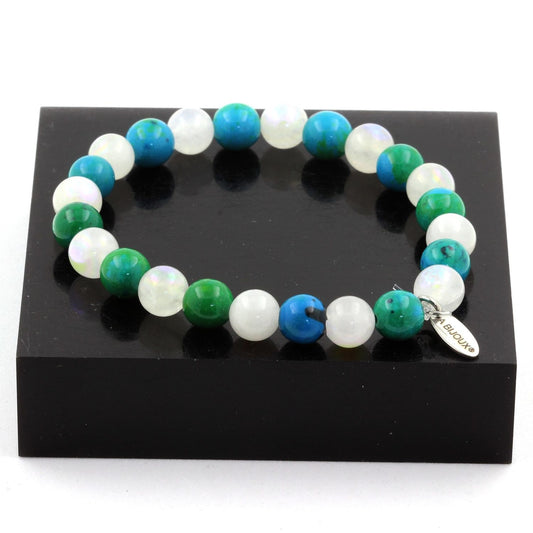 Chrysocolle + Pierre de lune Bracelet Perles