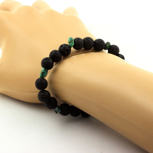 Chrysocolle des USA + Perles Lave. Bracelet Perles naturelles