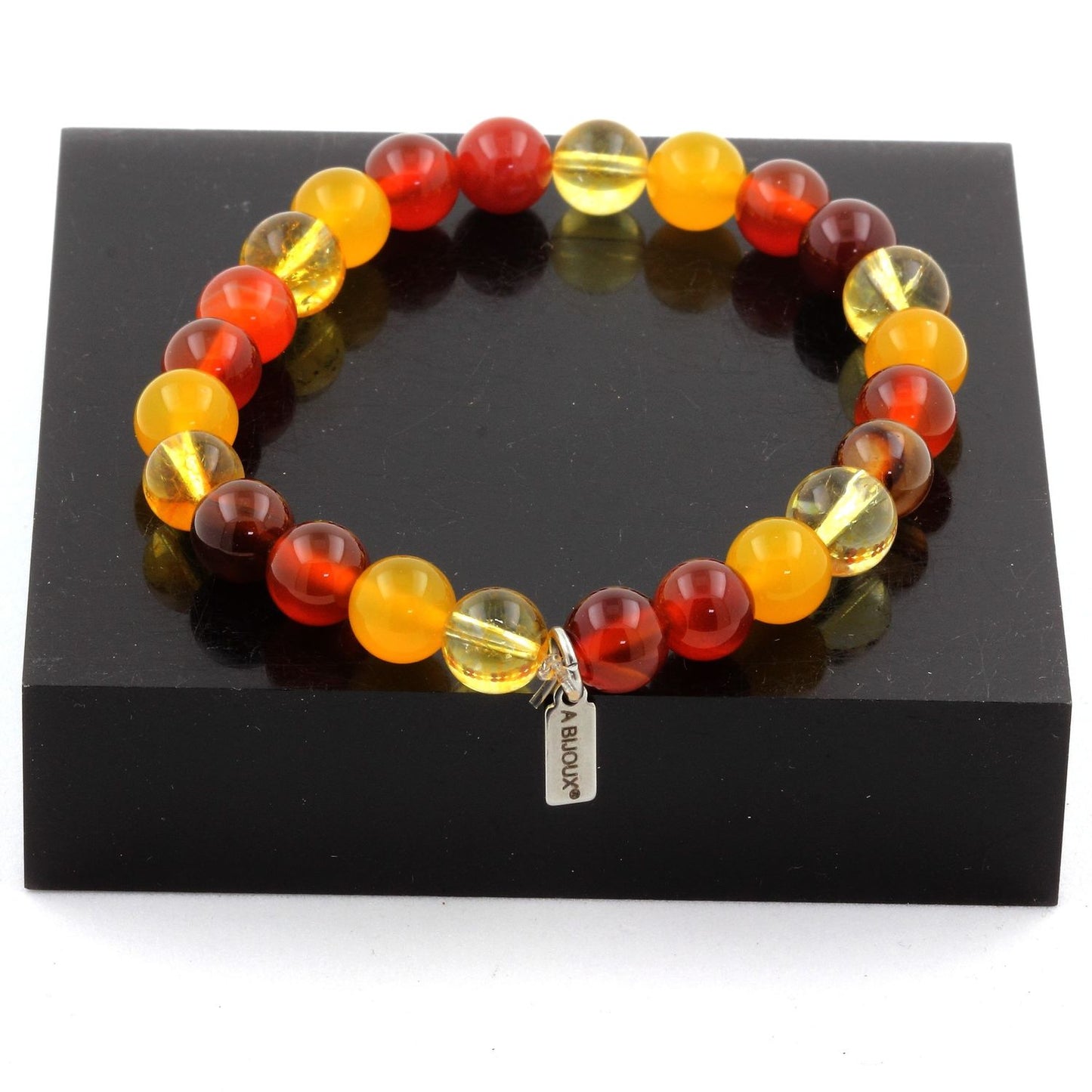 Citrine + Agate rubanée + Agate Rouge + Agate jaune Bracelet Perles