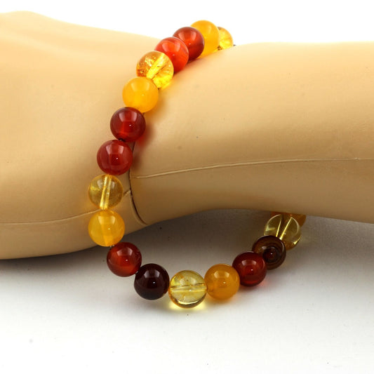 Citrine + Agate rubanée + Agate Rouge + Agate jaune Bracelet Perles