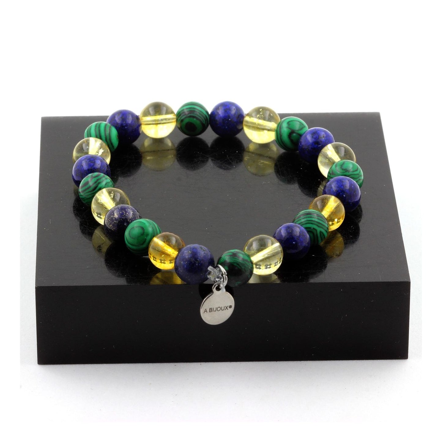Citrine + Lapis Lazuli + Malachite (avec résine). Bracelet en Perles naturelles