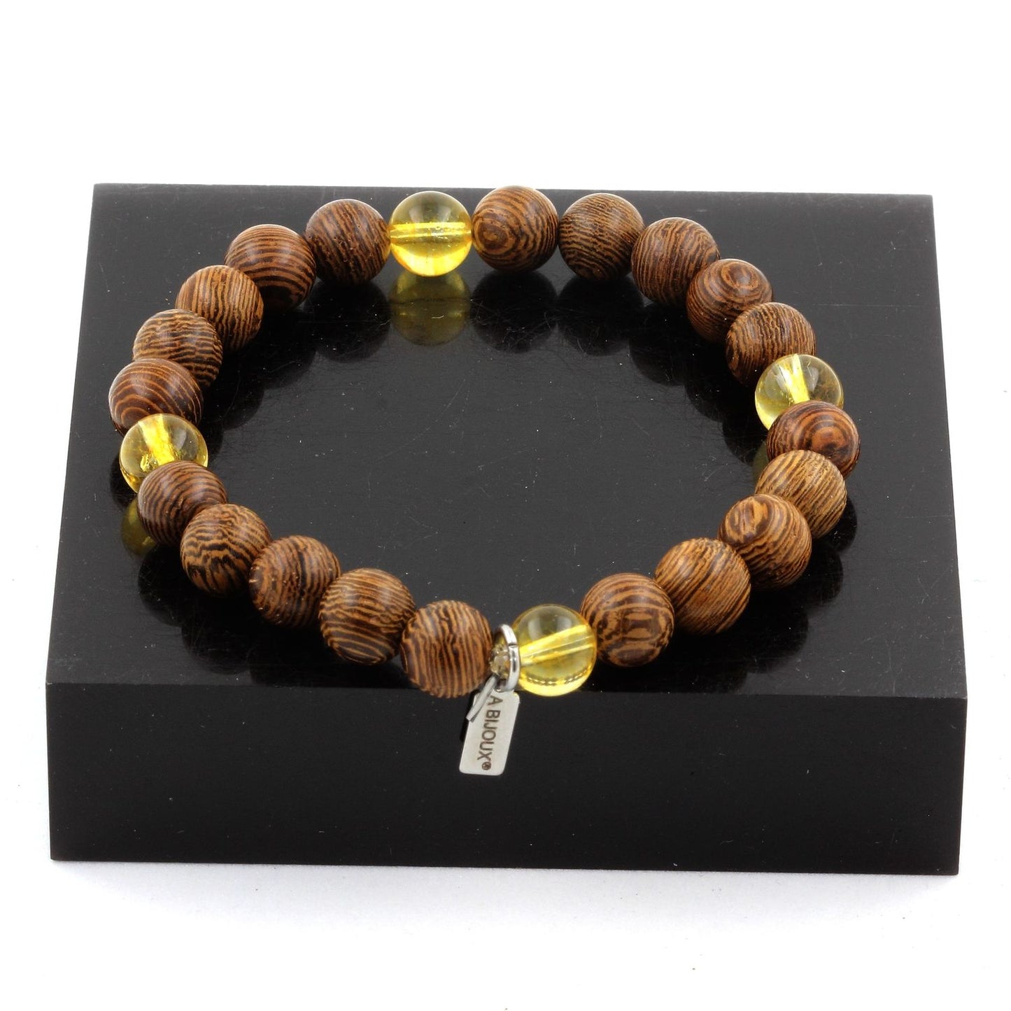 Perles Citrine + bois Bracelet Perles