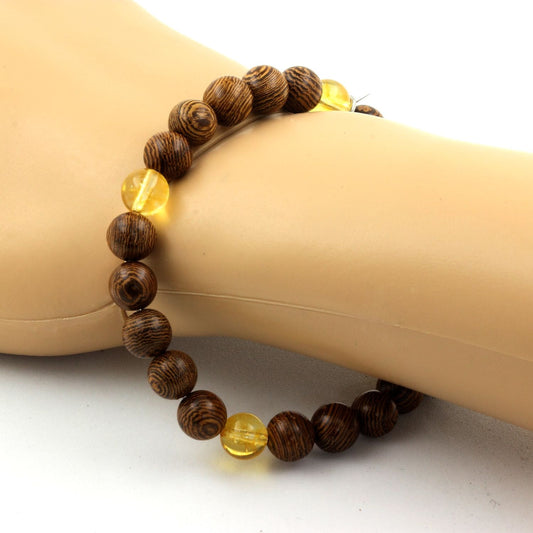 Perles Citrine + bois Bracelet Perles