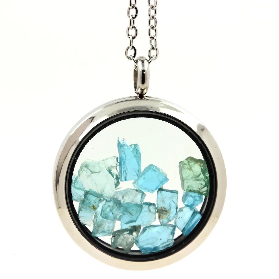 Collier Apatite Paraiba Modèle Médaillon